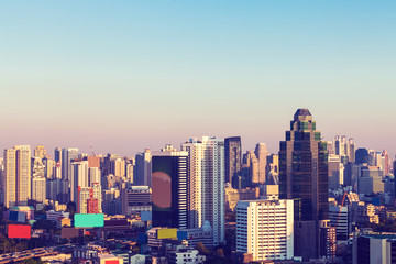 Bangkok Cityscape, Business district with high building at dusk