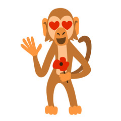 Monkey guy holding flower and waving his hand