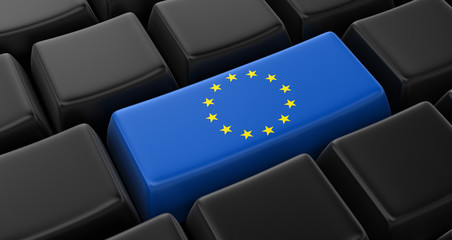 Key with European union Flag