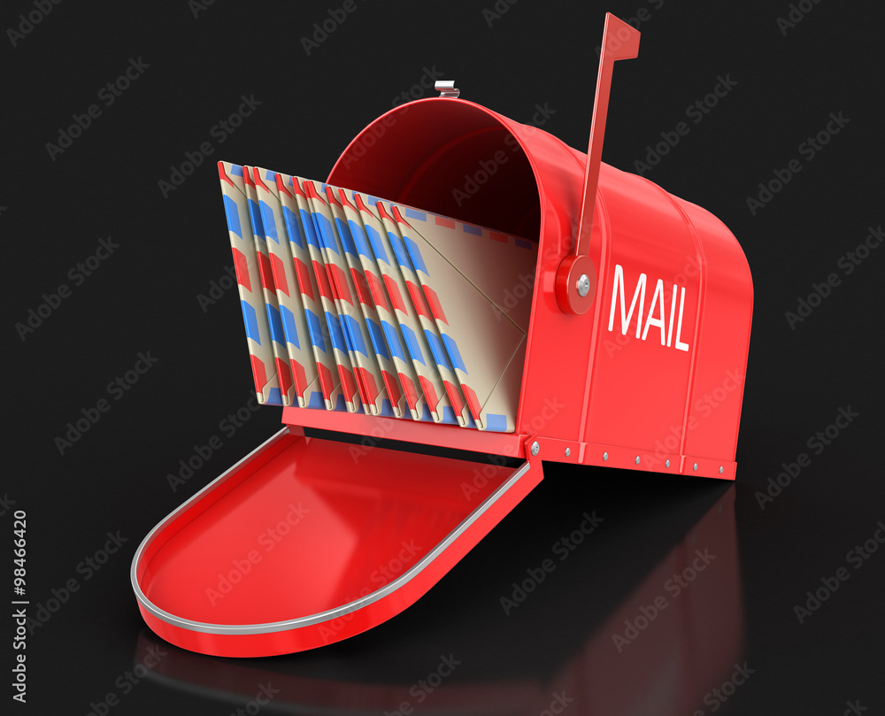 Poster open mailbox with letters. image with clipping path