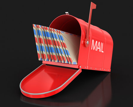 Open mailbox with letters. Image with clipping path