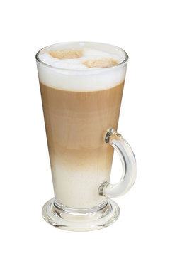 cappuccino in tall cup with milk foam
