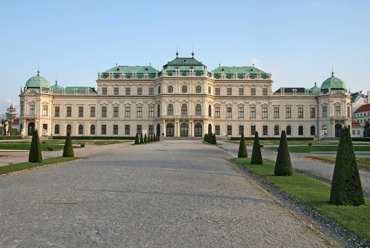 VIENNA, AUSTRIA - APRIL 22, 2010: Belvedere Palace and the palace garden in Vienna, Austria