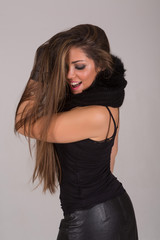 Woman posing in studio