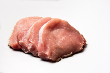 Pork loin without bone, on a white background for isolation.