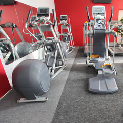 Naklejka premium gym apparatus in a gym hall