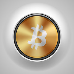 Bitcoin Golden button sign icon