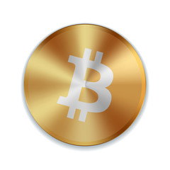 Bitcoin Golden button sign icon