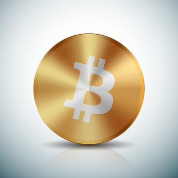 Bitcoin Golden button sign icon