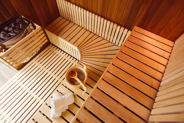 Fototapeta na wymiar Wooden sauna room
