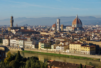 Fototapeta na wymiar Classic view of Florence, sunset shot