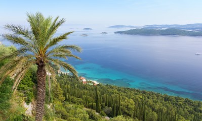 Fototapeta na wymiar view on Adriatic sea and Korcula island from Peljesac peninsula, Dalmatia, Croatia