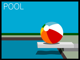 pool design with beach ball and diving board