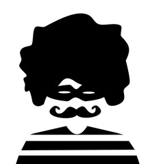 robber with afro and handlebar mustache