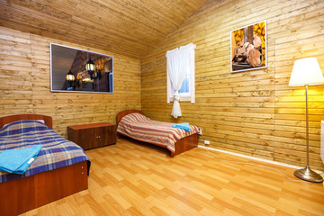 Interior of motel two bed room in Finland