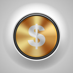Dollar Golden sign button illustration