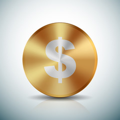 Dollar Golden sign button illustration