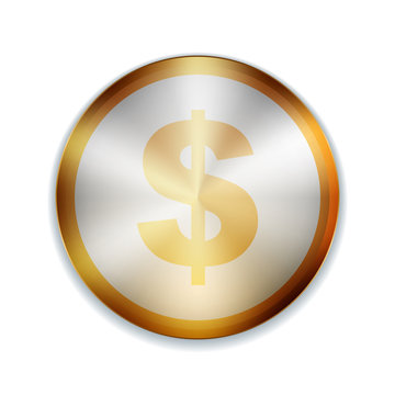 Dollar Golden sign button illustration