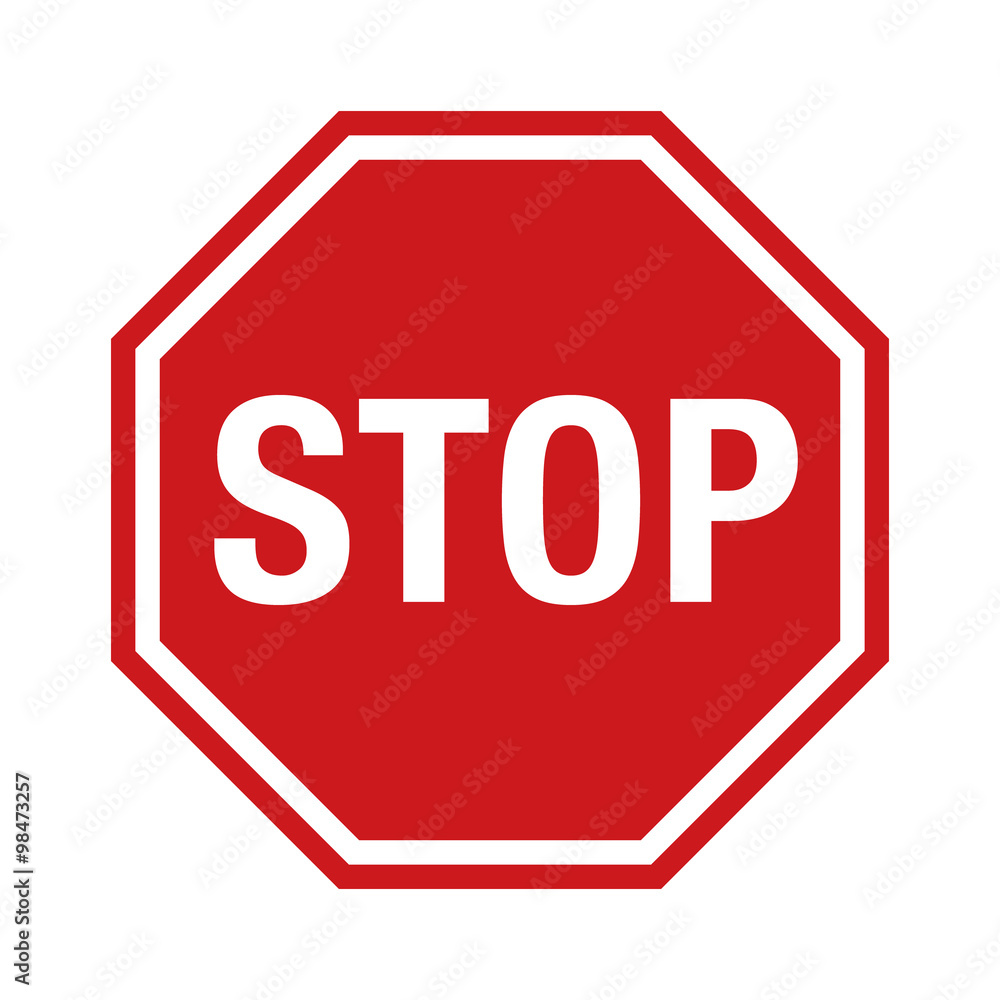 Wall mural red stop sign icon with text flat icon for apps and websites