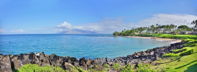 The Wailea beach area, on the West shore of the island of Maui in Hawaii 

