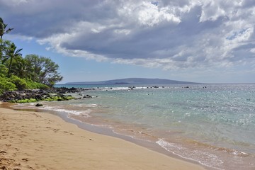 The Wailea area along the Pacific Ocean on the West shore of the island of Maui in Hawaii