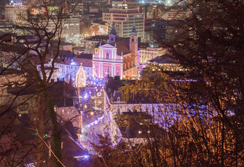view on pre New Year Ljubljana city