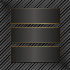 three black banners on textured background