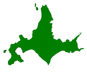 Hokkaido map over white
