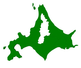 Hokkaido map over white