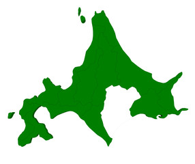 Hokkaido map over white