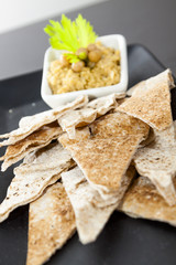 Pita with Greek Salad and Hummus Dip Plate