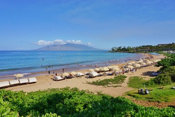 Fototapeta na wymiar The Wailea beach area, on the West shore of the island of Maui in Hawaii