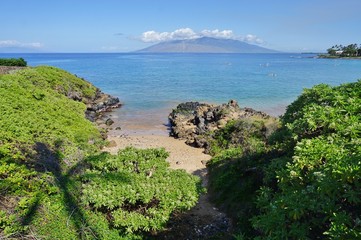 The Wailea beach area, on the West shore of the island of Maui in Hawaii