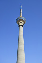 Fototapeta premium CCTV tower against a blue sky, Beijing, China
