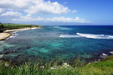 Fototapeta na wymiar Hookipa Beach Park near Paia, on the North Shore of Maui, Hawaii