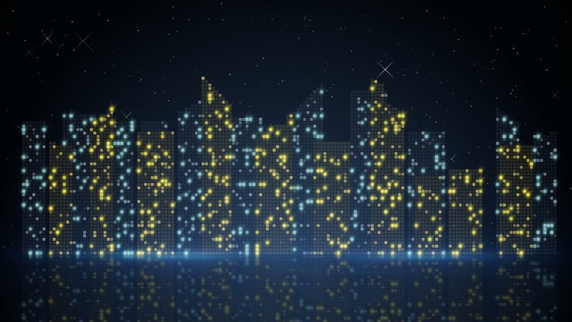 Night city lights loopable animation