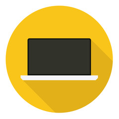 Laptop icon, flat design with long shadow