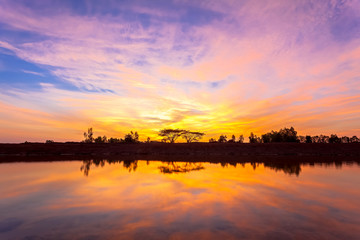 sunset and reflection with beautiful sky