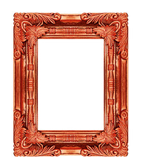 Picture  brown frame isolated on white background, clipping path
