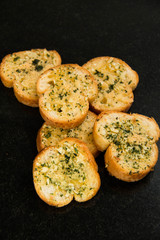  Garlic and herb bread close up.