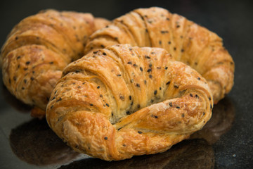  croissants with black sesame seeds