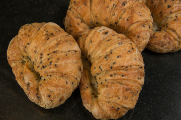  croissants with black sesame seeds