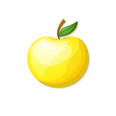 Yellow apple, vector illustration in cartoon style