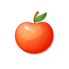 Red apple, vector illustration in cartoon style