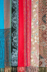 Colorful stoles with ethnic ornament