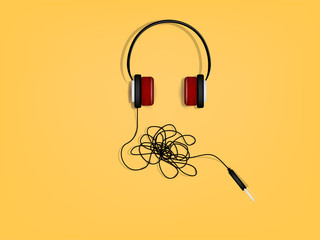 beautiful graphic design of headphone has the problem of tangled wires