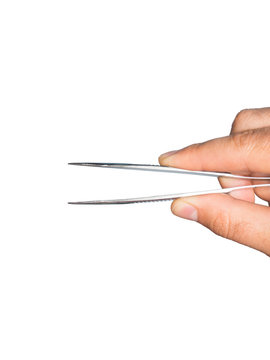 Man Hand With Tweezers