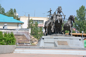 monument to the pioneers - the sculptural group from the coachma