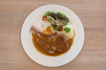 Tbone Steak on wooden table
