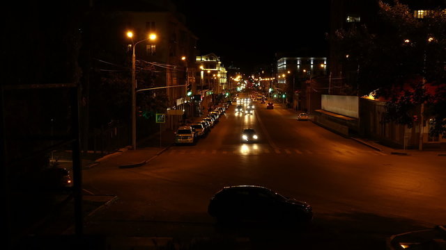 Night Time Lapse - Cars and Pedestrians